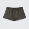 Washed Satin Pyjama Boxers – Washed Dark Grey Washed Satin Pyjama Boxers – Washed Dark Grey