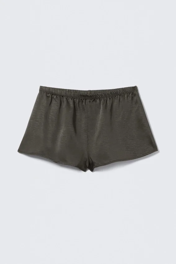 Washed Satin Pyjama Boxers – Washed Dark Grey Washed Satin Pyjama Boxers – Washed Dark Grey