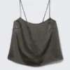Washed Satin Pyjama Top – Washed Dark Grey Washed Satin Pyjama Top – Washed Dark Grey