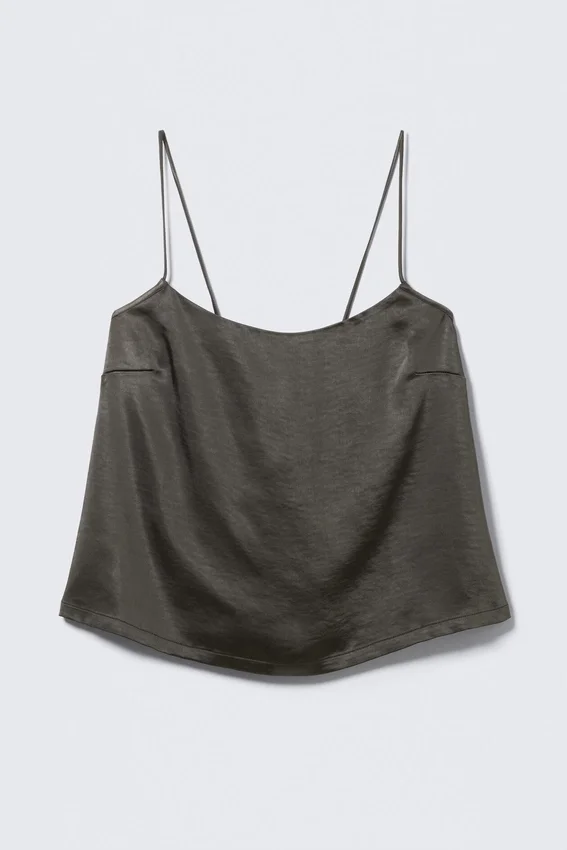 Washed Satin Pyjama Top – Washed Dark Grey Washed Satin Pyjama Top – Washed Dark Grey