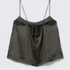 Washed Satin Pyjama Top – Washed Dark Grey Washed Satin Pyjama Top – Washed Dark Grey