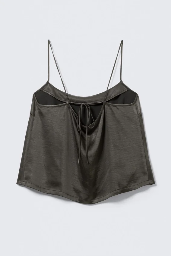 Washed Satin Pyjama Top – Washed Dark Grey Washed Satin Pyjama Top – Washed Dark Grey
