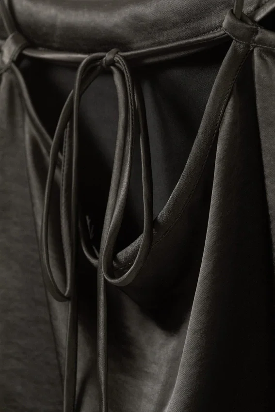 Washed Satin Pyjama Top – Washed Dark Grey Washed Satin Pyjama Top – Washed Dark Grey