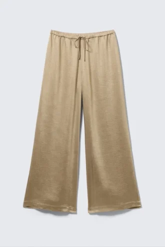 Washed Satin Pyjama Trousers – Beige Washed Satin Pyjama Trousers – Beige