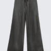 Washed Satin Pyjama Trousers – Washed Dark Grey Washed Satin Pyjama Trousers – Washed Dark Grey