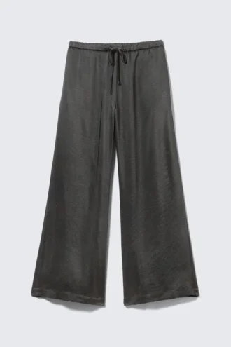 Washed Satin Pyjama Trousers – Washed Dark Grey Washed Satin Pyjama Trousers – Washed Dark Grey
