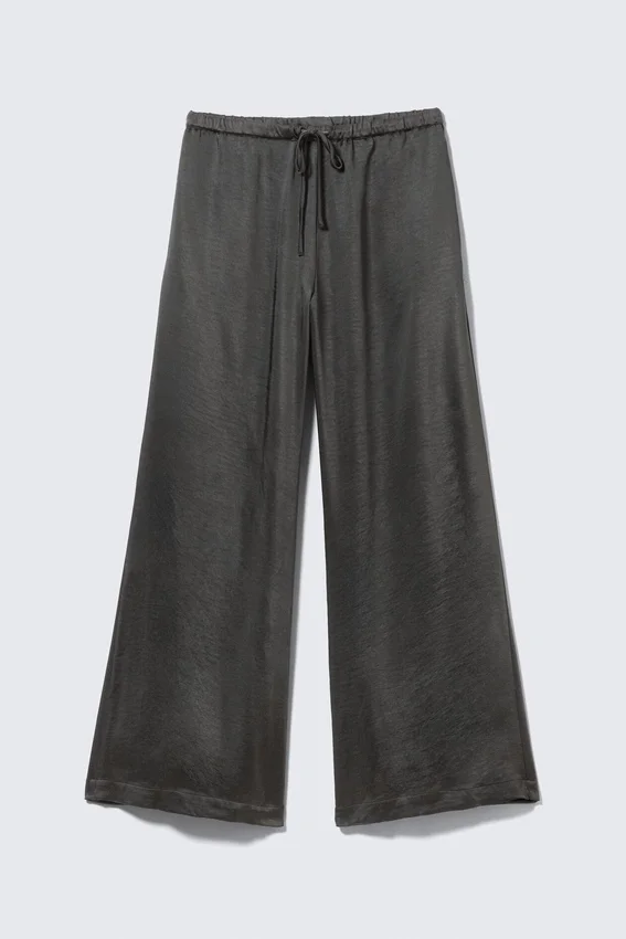 Washed Satin Pyjama Trousers – Washed Dark Grey Washed Satin Pyjama Trousers – Washed Dark Grey