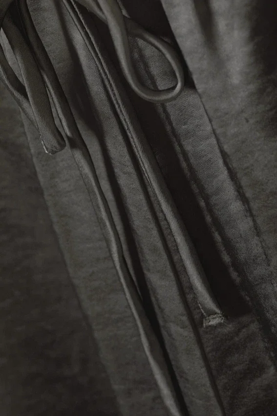 Washed Satin Pyjama Trousers – Washed Dark Grey Washed Satin Pyjama Trousers – Washed Dark Grey