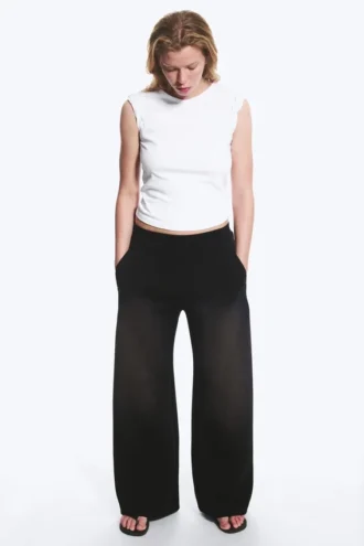 Washed Wide Leg Scuba Sweatpants – Washed Black