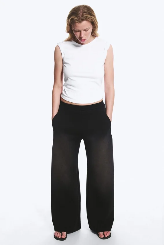 Washed Wide Leg Scuba Sweatpants – Washed Black Washed Wide Leg Scuba Sweatpants – Washed Black