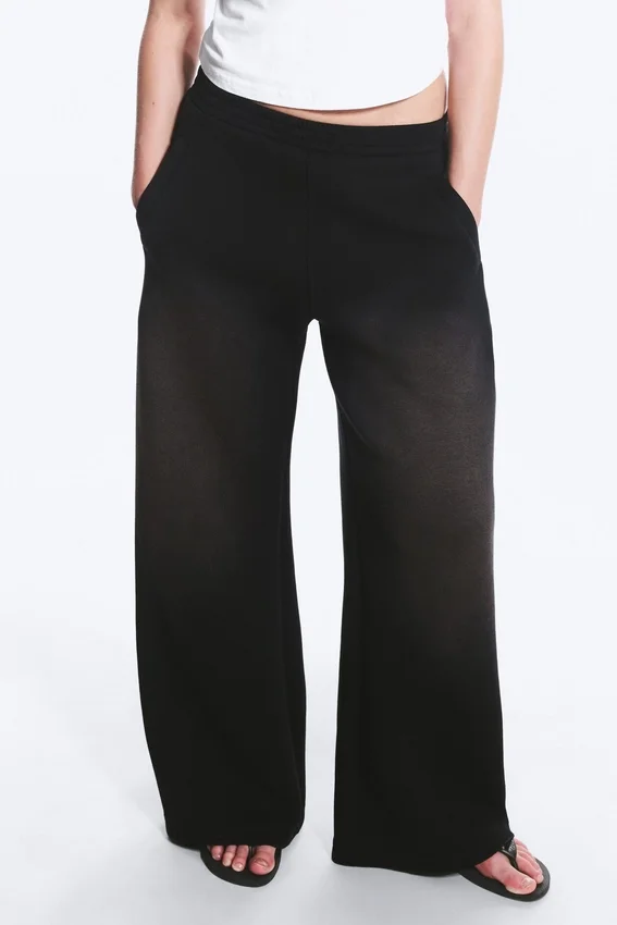 Washed Wide Leg Scuba Sweatpants – Washed Black Washed Wide Leg Scuba Sweatpants – Washed Black