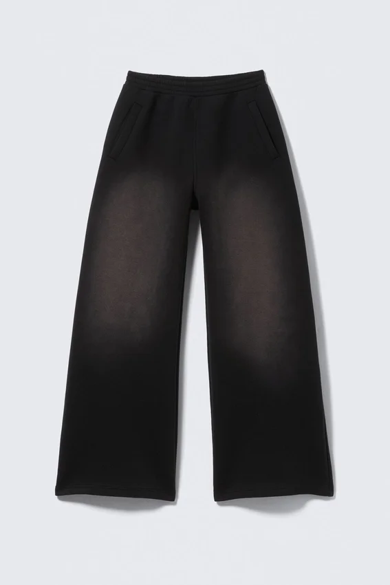 Washed Wide Leg Scuba Sweatpants – Washed Black Washed Wide Leg Scuba Sweatpants – Washed Black