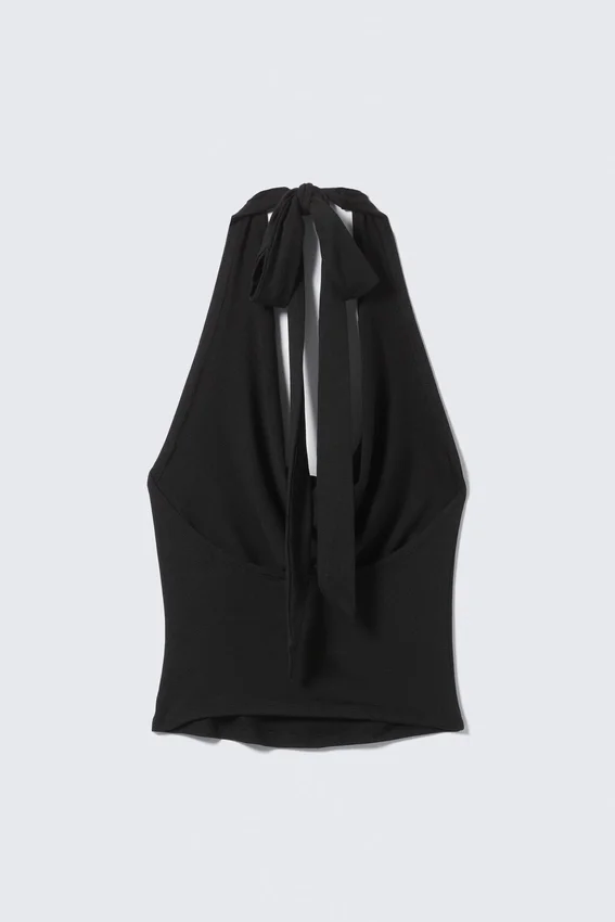 Waterfall Drape Halter Top – Black Waterfall Drape Halter Top – Black