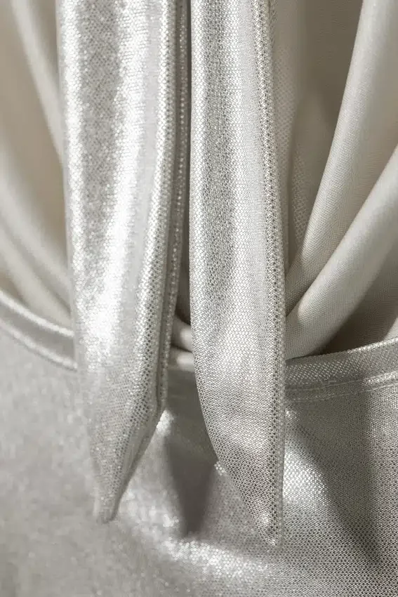 Waterfall Drape Halterneck Top – Glossy Beige Waterfall Drape Halterneck Top – Glossy Beige