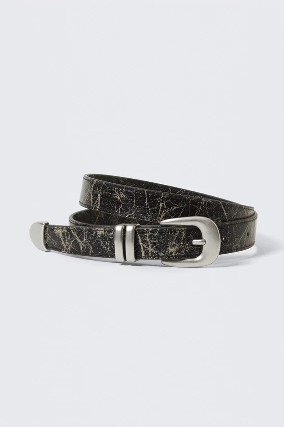Western Faux Leather Belt – Cracked Black Western Faux Leather Belt – Cracked Black