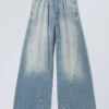 Wide Baggy Denim Joggers – Tide Blue Wide Baggy Denim Joggers – Tide Blue
