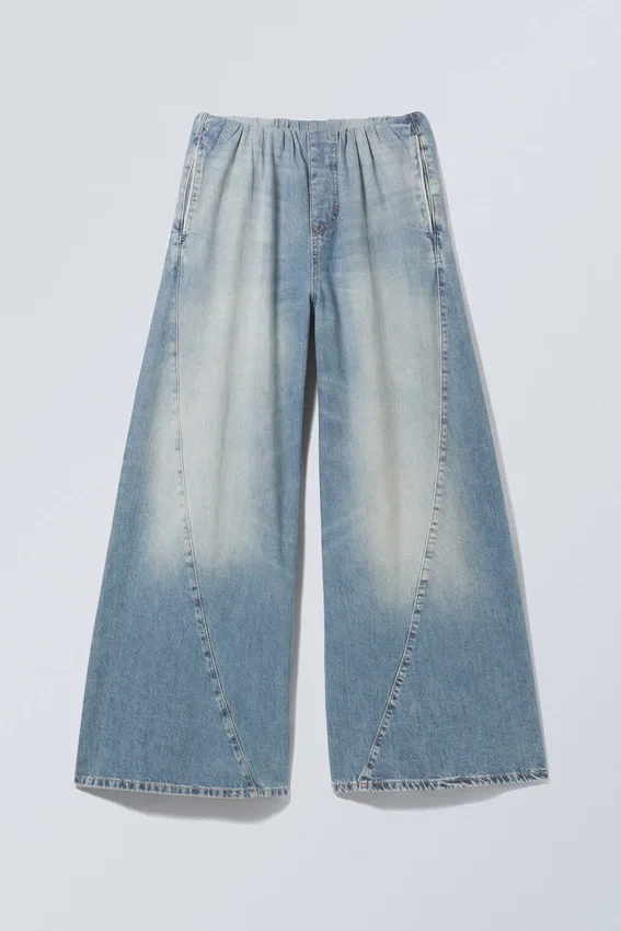 Wide Baggy Denim Joggers – Tide Blue Wide Baggy Denim Joggers – Tide Blue