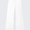 Wide Leg Cotton Poplin Pyjama Trousers – White Wide Leg Cotton Poplin Pyjama Trousers – White
