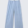 Wide-Leg Cotton Twill Trousers – Striped Blue Wide-Leg Cotton Twill Trousers – Striped Blue