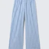 Wide-Leg Cotton Twill Trousers – Striped Blue Wide-Leg Cotton Twill Trousers – Striped Blue