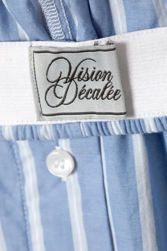 Wide-Leg Cotton Twill Trousers – Striped Blue Wide-Leg Cotton Twill Trousers – Striped Blue