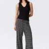 Wide-Leg Pull-On Lyocell Trousers – Black & Grey Stripes Wide-Leg Pull-On Lyocell Trousers – Black & Grey Stripes
