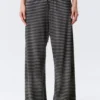 Wide-Leg Pull-On Lyocell Trousers – Black & Grey Stripes Wide-Leg Pull-On Lyocell Trousers – Black & Grey Stripes