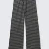 Wide-Leg Pull-On Lyocell Trousers – Black & Grey Stripes Wide-Leg Pull-On Lyocell Trousers – Black & Grey Stripes