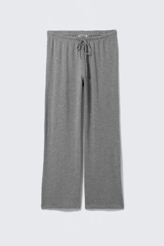 Wide-Leg Pull-On Lyocell Trousers – Grey Melange