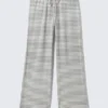 Wide-Leg Pull-On Lyocell Trousers – Grey & White Stripes Wide-Leg Pull-On Lyocell Trousers – Grey & White Stripes