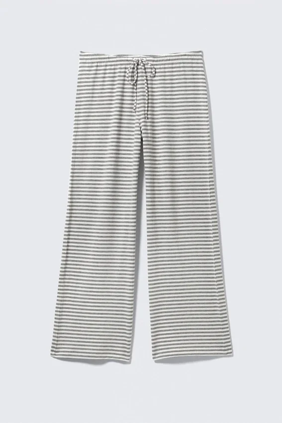 Wide-Leg Pull-On Lyocell Trousers – Grey & White Stripes Wide-Leg Pull-On Lyocell Trousers – Grey & White Stripes