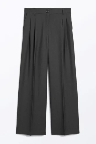 Wide Leg Trousers – Dark Grey