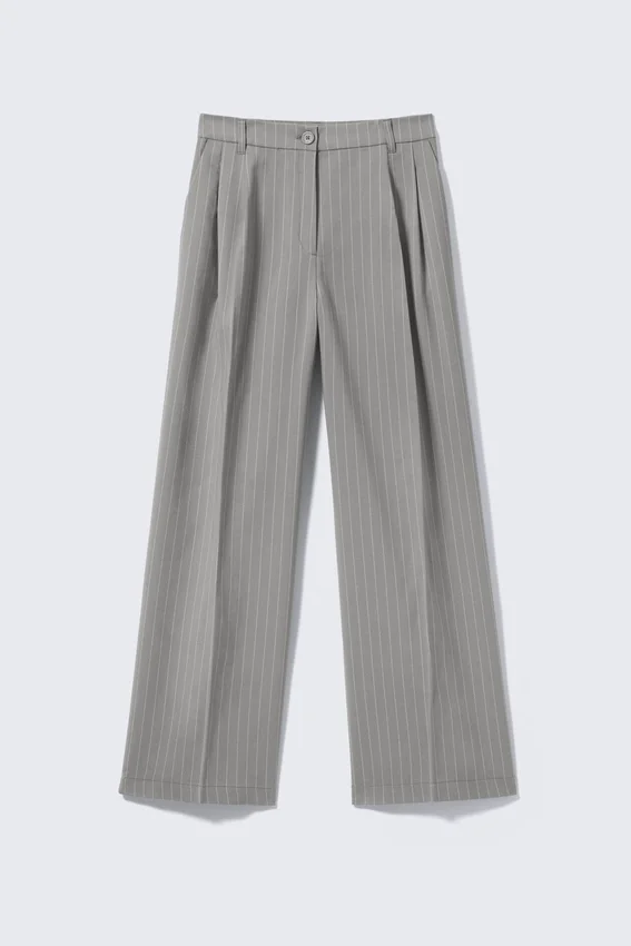 Wide Leg Trousers – Striped Grey Wide Leg Trousers – Striped Grey