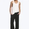 Wide Lounge Cotton Trousers – Black