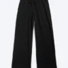 Wide Lounge Cotton Trousers – Black