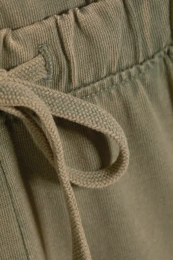 Wide Lounge Cotton Trousers – Dusty Khaki Green Wide Lounge Cotton Trousers – Dusty Khaki Green