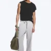 Wide Lounge Cotton Trousers – Light Dusty Grey