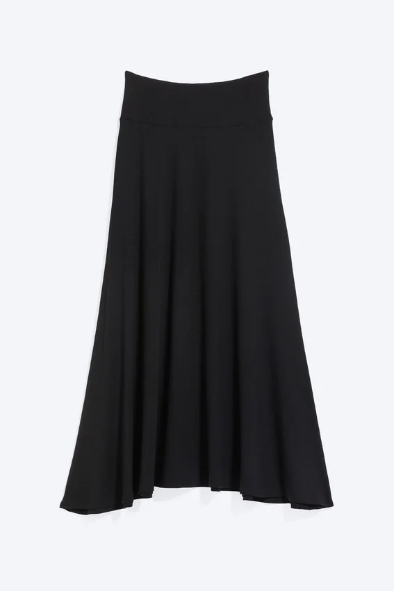 Wide Mid Rise Maxi Skirt – Black Wide Mid Rise Maxi Skirt – Black