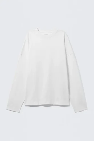 Wide Oversized Long-Sleeved T-Shirt – White