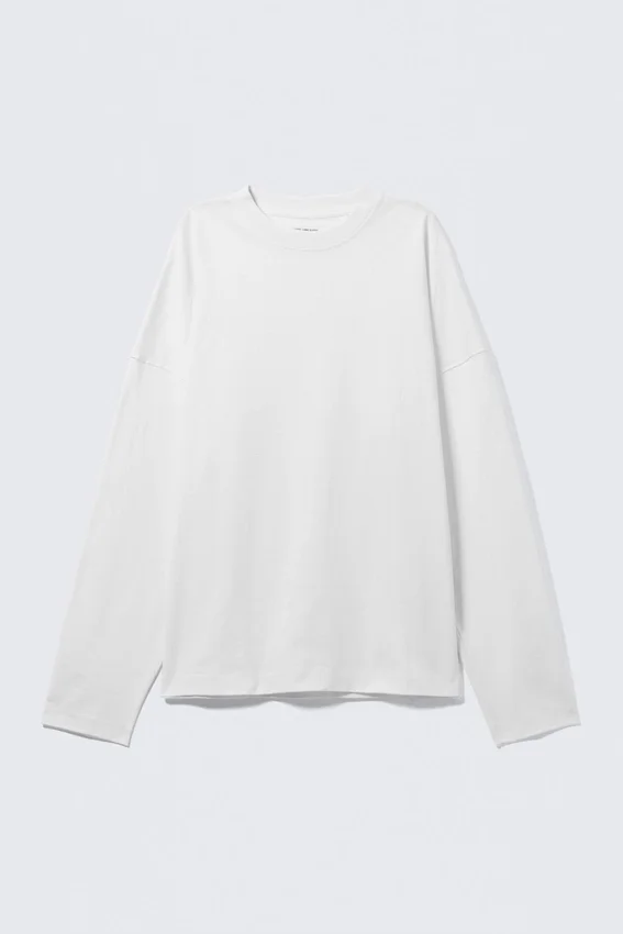 Wide Oversized Long-Sleeved T-Shirt – White Wide Oversized Long-Sleeved T-Shirt – White