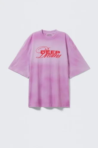 Wide Oversized Printed T-Shirt – Light Lilac – Deep Dreams