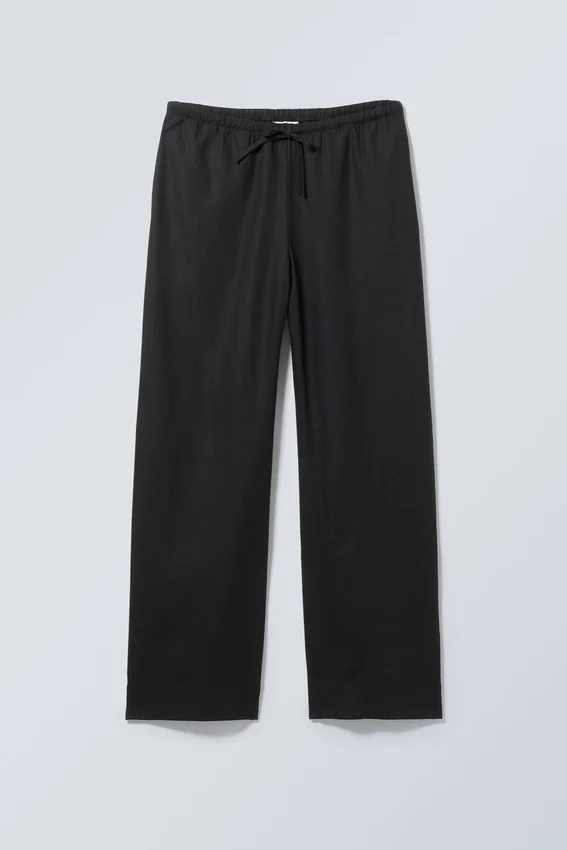 Wide Pull-On Linen Blend Trousers – Black Wide Pull-On Linen Blend Trousers – Black