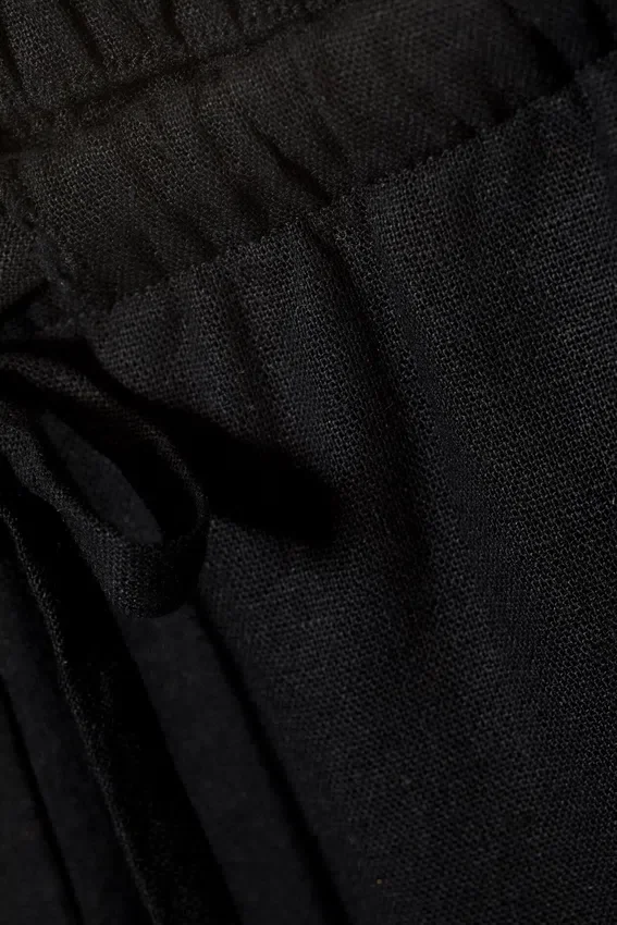 Wide Pull-On Linen Blend Trousers – Black Wide Pull-On Linen Blend Trousers – Black