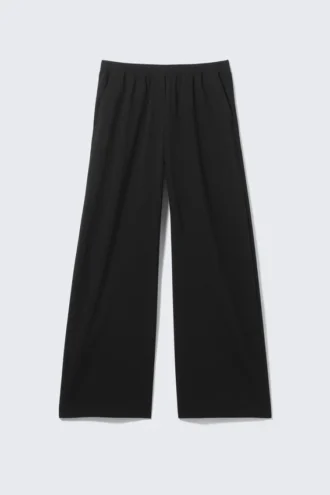 Wide Pull on Suiting Trousers – Black