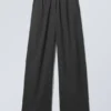 Wide Pull on Suiting Trousers – Dark Grey Melange – Pinstripe Wide Pull on Suiting Trousers – Dark Grey Melange – Pinstripe