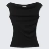 Wide-Shoulder Cotton Top – Black Wide-Shoulder Cotton Top – Black