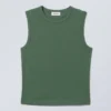 Wide Shoulder Fitted Tank Top – Dark Green Wide Shoulder Fitted Tank Top – Dark Green