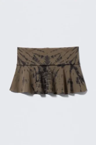 Wide Waist Cotton Mini Skirt – Dark Mole Tie-Dye