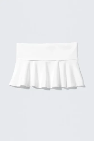 Wide Waist Cotton Mini Skirt – White
