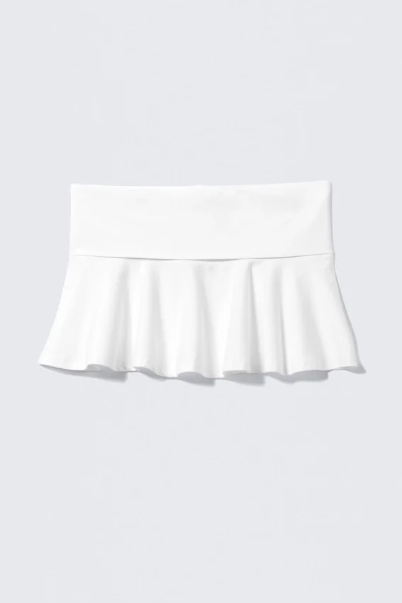 Wide Waist Cotton Mini Skirt – White Wide Waist Cotton Mini Skirt – White